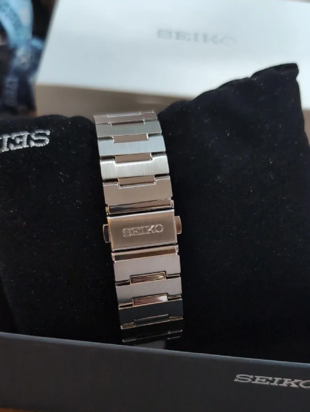 Seiko Black and Silver Target Dial Stainless Steel Watch